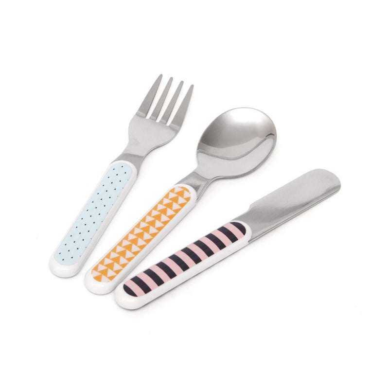 Besteck Set 3-teilig Tropfen Bär - Blau Petit Monkey