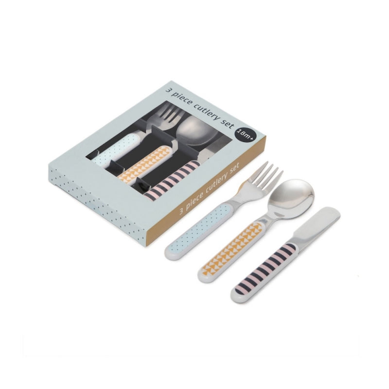 Besteck Set 3-teilig Tropfen Bär - Blau Petit Monkey