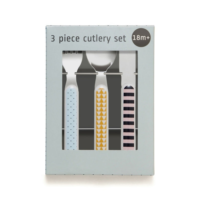 Besteck Set 3-teilig Tropfen Bär - Blau Petit Monkey