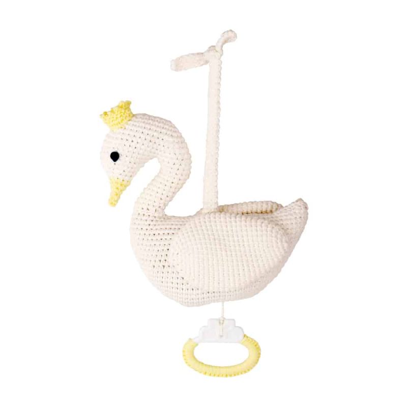 Gehäkelte Spieluhr Schwan BIANCA in Weiß