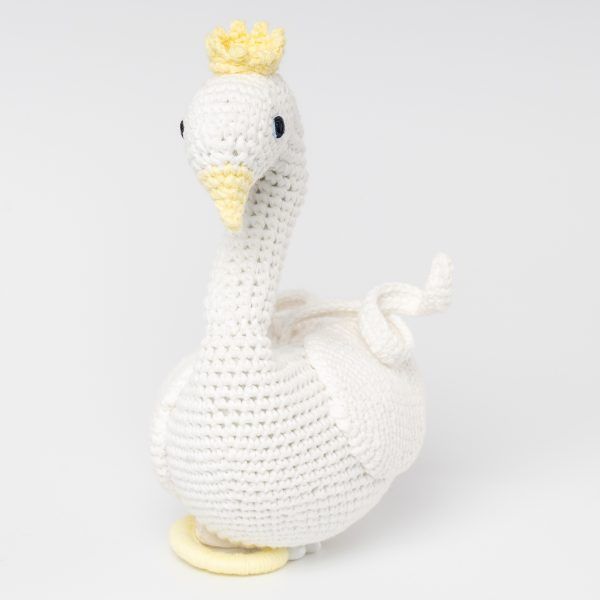Gehäkelte Spieluhr Schwan BIANCA in Weiß