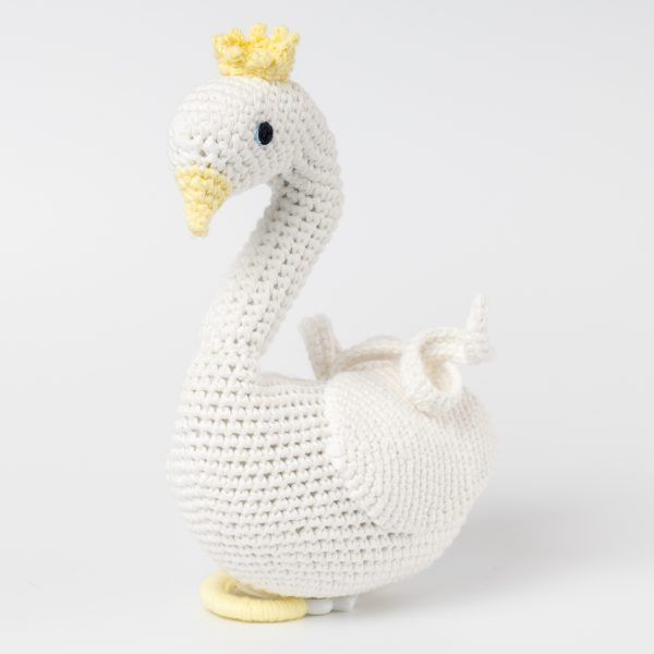 Gehäkelte Spieluhr Schwan BIANCA in Weiß
