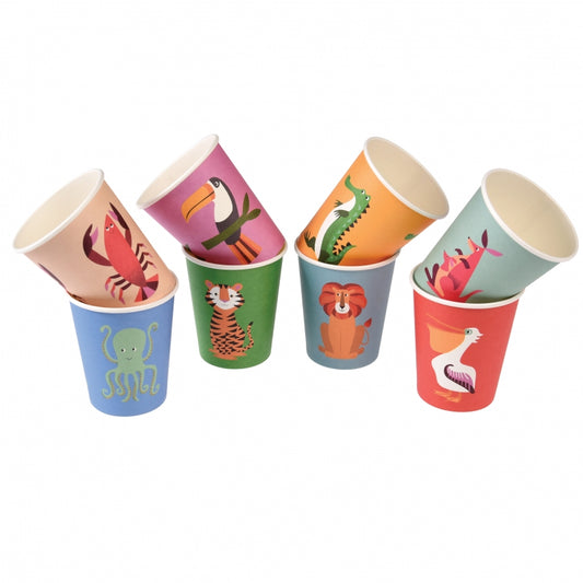 8 Pappbecher Bunte Tiere