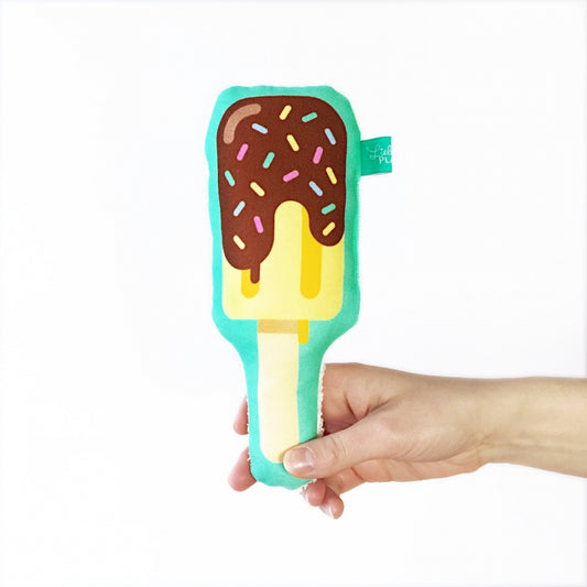 Bio Baby Greifling / Rassel Eis am Stiel Vanille - Handgemacht