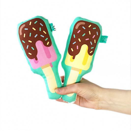 Bio Baby Greifling / Rassel Eis am Stiel Vanille - Handgemacht