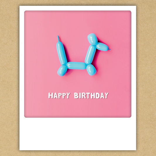 Postkarte Happy Birthday Ballon Hund Pickmotion