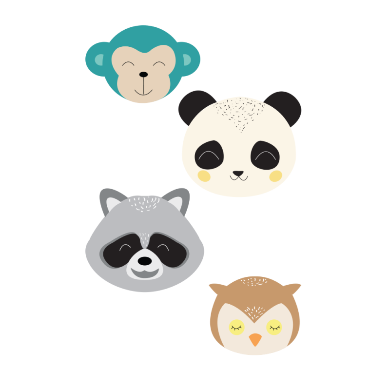 Tattoos Lustige Tiere Affe, Panda, Waschbär & Eule Tattyoo