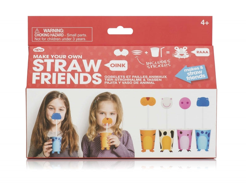 Strohhalme & Papp-Becher Set Tierfreunde Bastelset 8 Stück